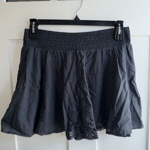 Women’s Linen Cotton Lace Eyelet Summer Skirt Large Navy Blue American Eagle